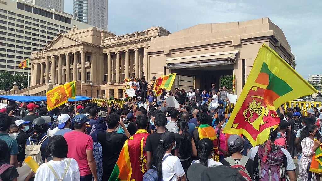 Anti-government protest in Sri Lanka on April 13, 2022 in front of the Presidential Secretariat