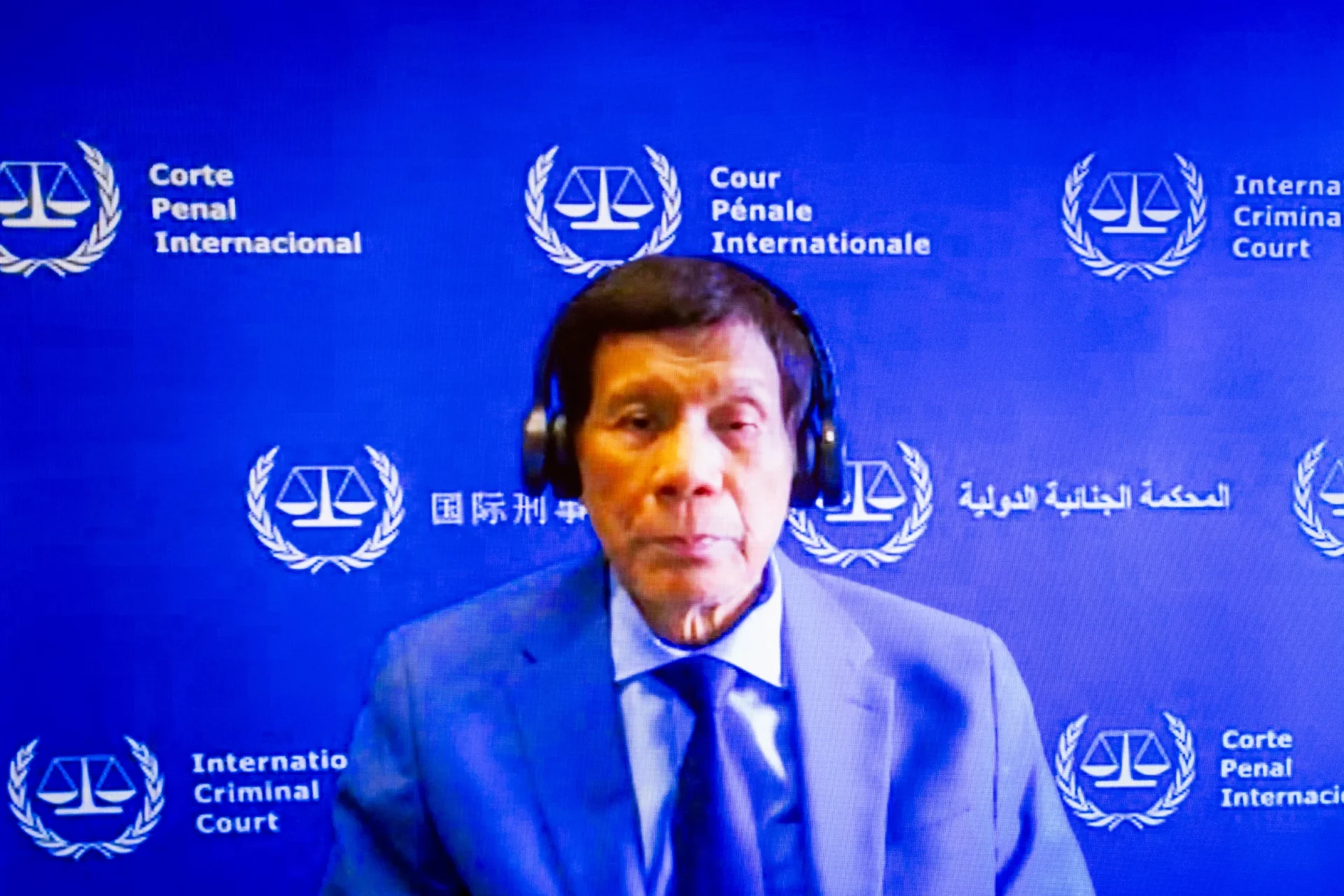 Rodrigo Roa Duterte appearing for the first time before the ICC judges on 14 March 2025 ©ICC-CPI