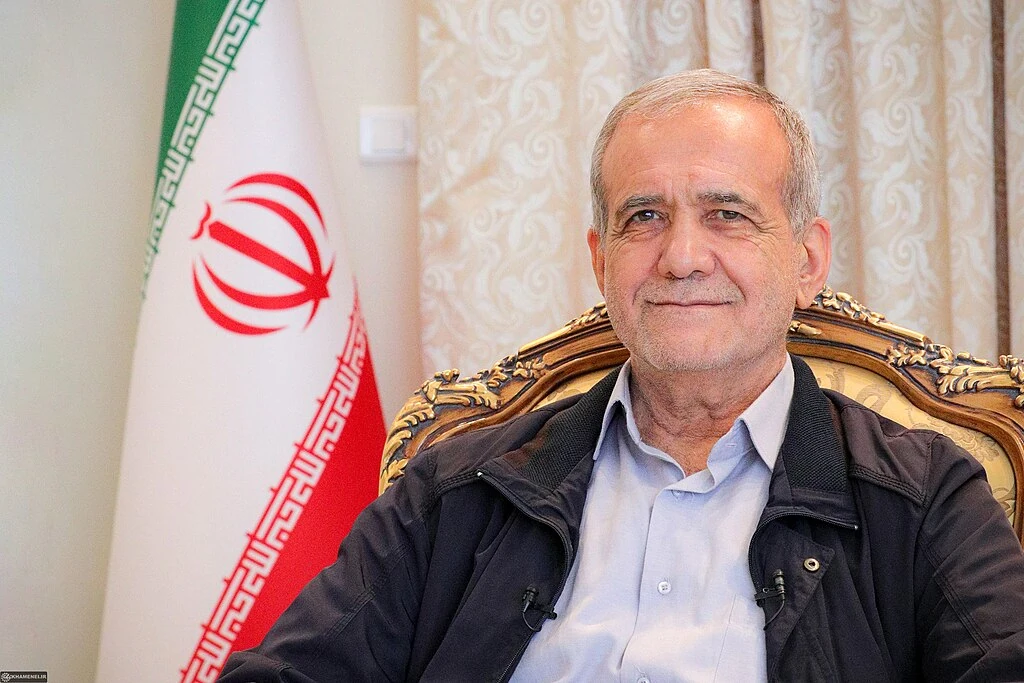 An image of Masoud Pezeshkian, the ninth president of Iran, in an interview with khamenei.ir in 2024